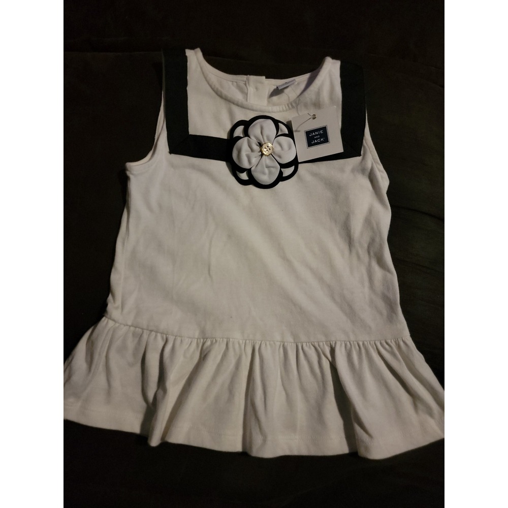 Janie and jack black and white belle floral‎ tank size 5 nwt